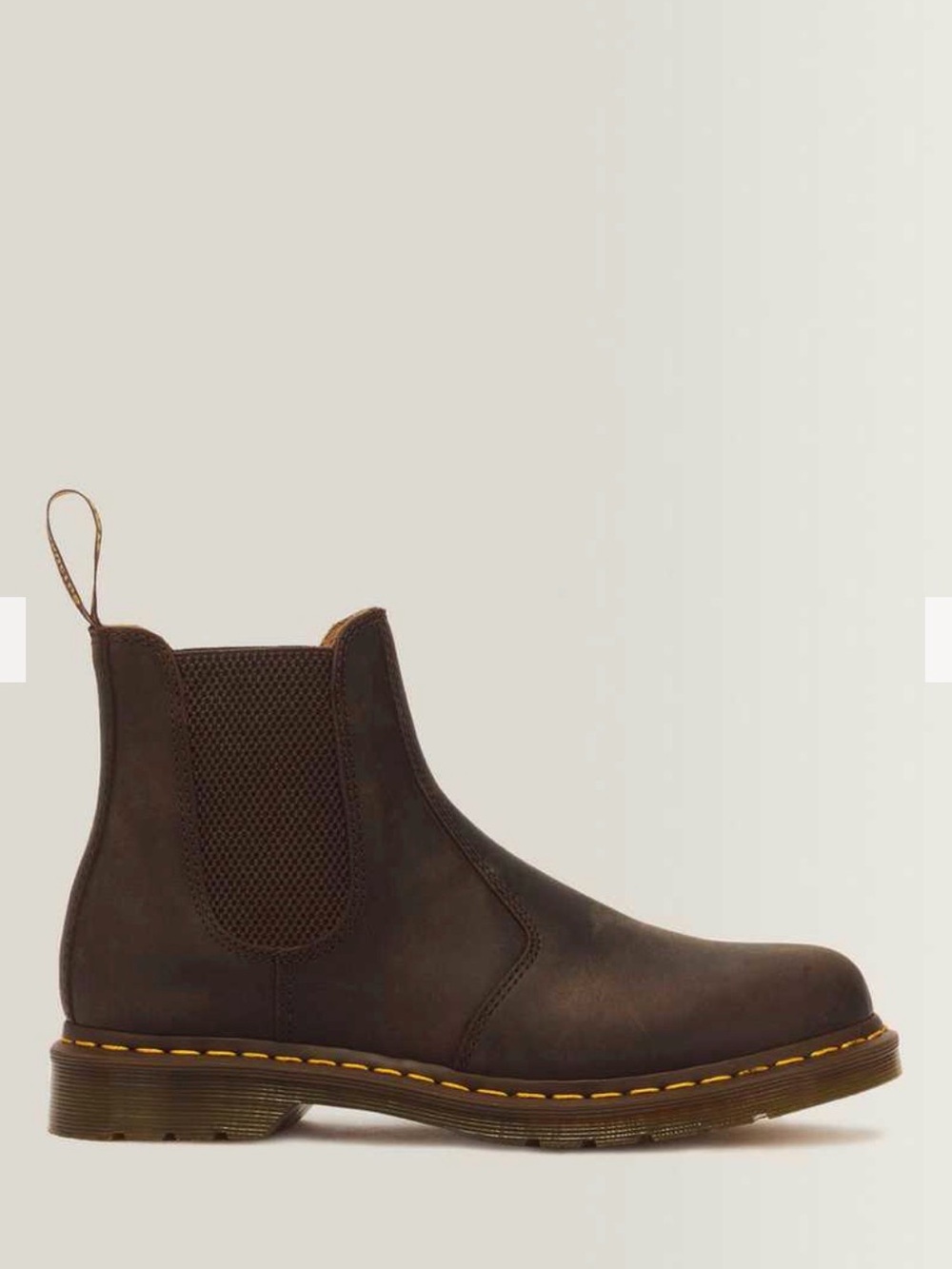 Dr. Martens Brown Leather Chukka Chelsea Boots with Yellow Stitching